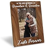 Grandma & Grandson Family Photo Frame - Farmhouse Wooden Picture Frame, Holds 4 x 6 Inch Photo - Gift for Mother's Day or Birthday