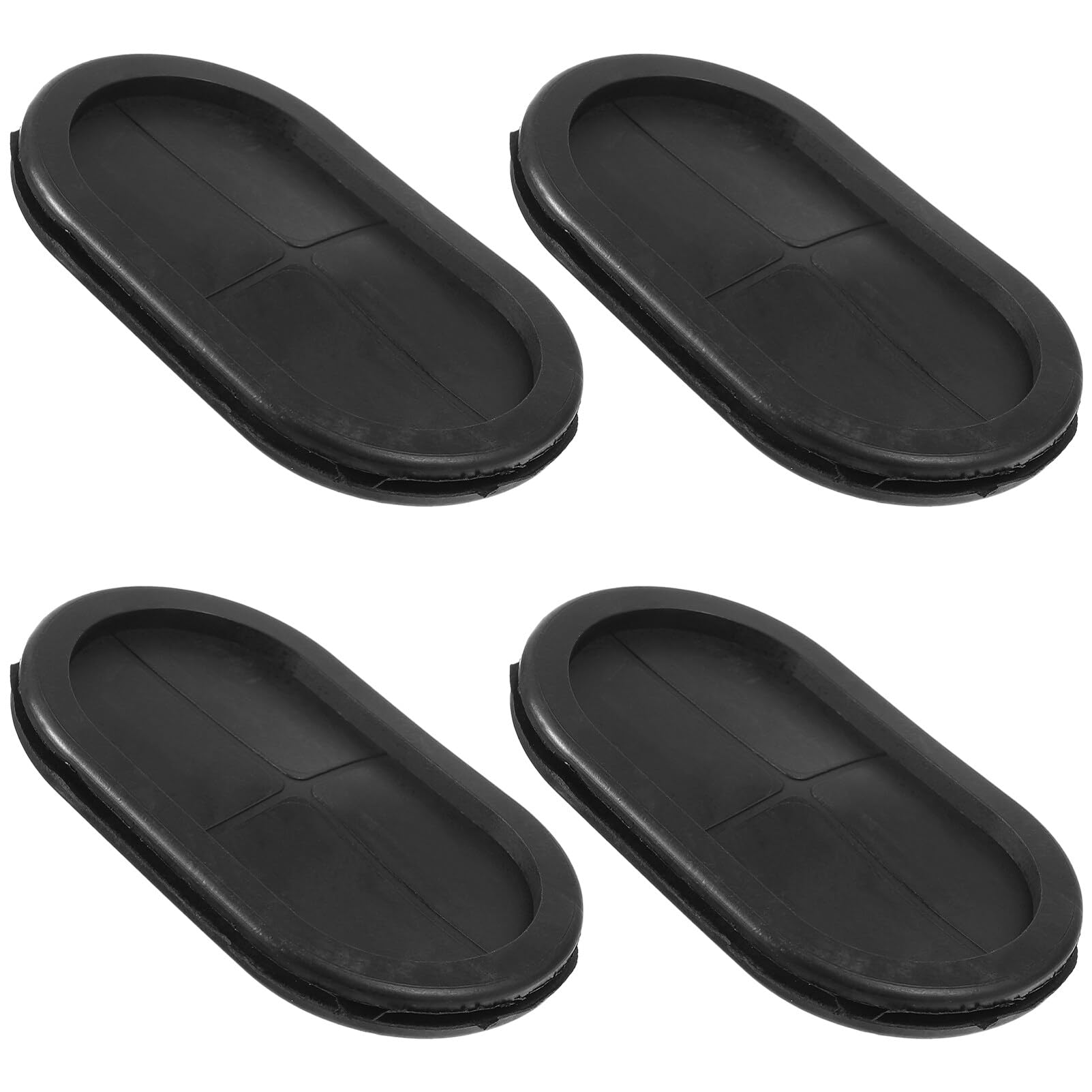 TEHAUX Oval Rubber Grommets 3.7 X 2.3 Inch 4-Pack Double-Sided Flame Retardant Coil Guards Wire Protection Gaskets Dustproof Sealing Rings for Wiring and Cable Management