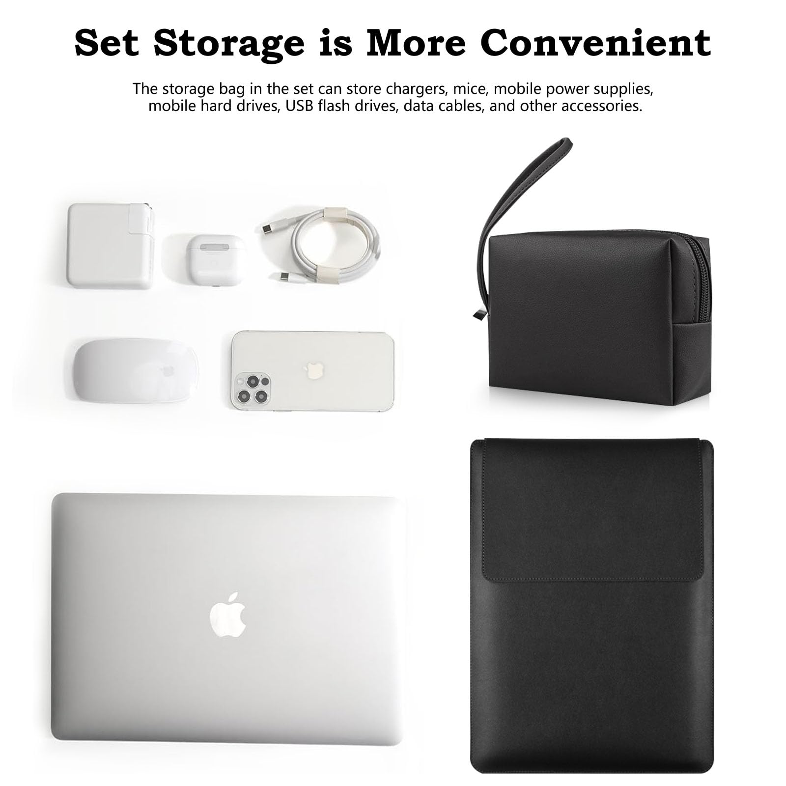 HaruYo 15-16 Zoll Laptop Sleeve Laptophülle, Laptoptasche mit Standfunktion, Computer Tasche mit Zubehörtasche für MacBook Pro 16, 15 Zoll Dell,Lenovo,Acer,Huawei MateBook (15-16 Zoll Schwarz) 6