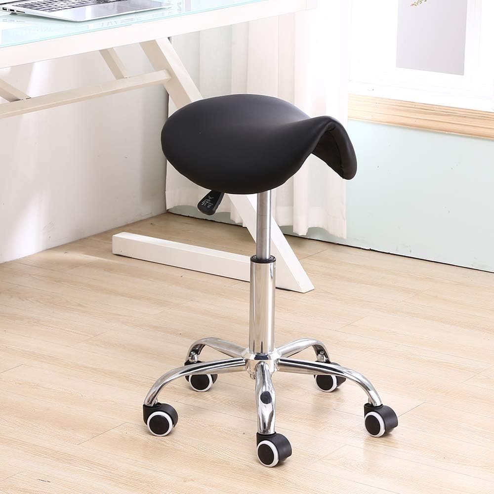 KKTONER Saddle Stool Faux Leather Height Adjustable Swivel Ergonomic
