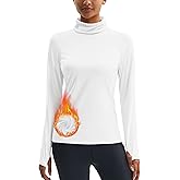 MAGCOMSEN Women's Thermal Shirts Mock Turtleneck Long Sleeve Undershirt Fleece Base Layer Top with Thumb Holes