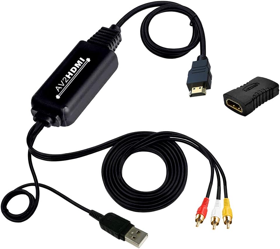 Hdiwousp RCA Cable to HDMI Converter, AV to HDMI Cable Output with HDMI Connector