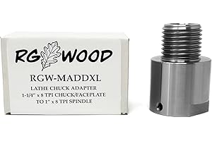 RGWOOD Lathe Chuck Faceplate Adapter from 1" x 8tpi Lathe Spindle to 1-1/4" x 8tpi faceplate or Chuck