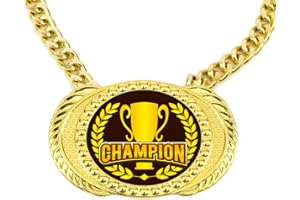 guancrown Champion Chains Medal Necklace - MVP Chain Award -Fantasy Football Belt Trophy-Champ Award Winner Prize Trophy Award Necklace Team Football Soccer Baseball Basketball Softball