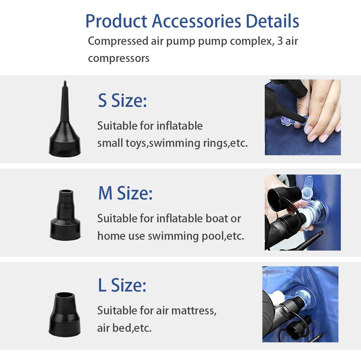 MUEAST Elektrische Luftpumpe USB Luftmatratze Pumpe, 2 in 1 Elektropumpe Power Pump Inflator Deflator mit 3 Luftdüse für aufblasbare Matratze,Kissen,Bett,Boot,Schwimmring (Schwarz)