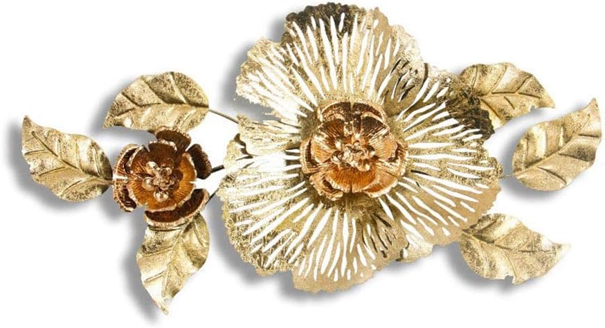 Wall Sculptures Metal Metal Wall Decor Handmade Wrought Iron Wall Decoration Creative Home Wall Decoration Metal Art (Color : Gold, Size : 90 * 45cm)