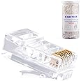 W-NECTOUN Cat5e RJ45 Connectors,100-PACK Cat5 Ends/Cat 5 Connector/Cat 5e RJ45 Modular Plugs(3-Prong Gold Plated 15μ),UTP Network Plug for Solid Strand Cable