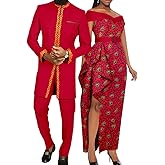 SkyWish African Couples Clothes Bazin Riche Dashiki African Long Dresses for Women Match Men Outfits Top and Pants Sets