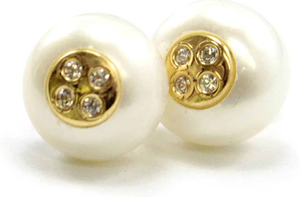 14K Yellow Gold Pearl Stud Earrings 9mm