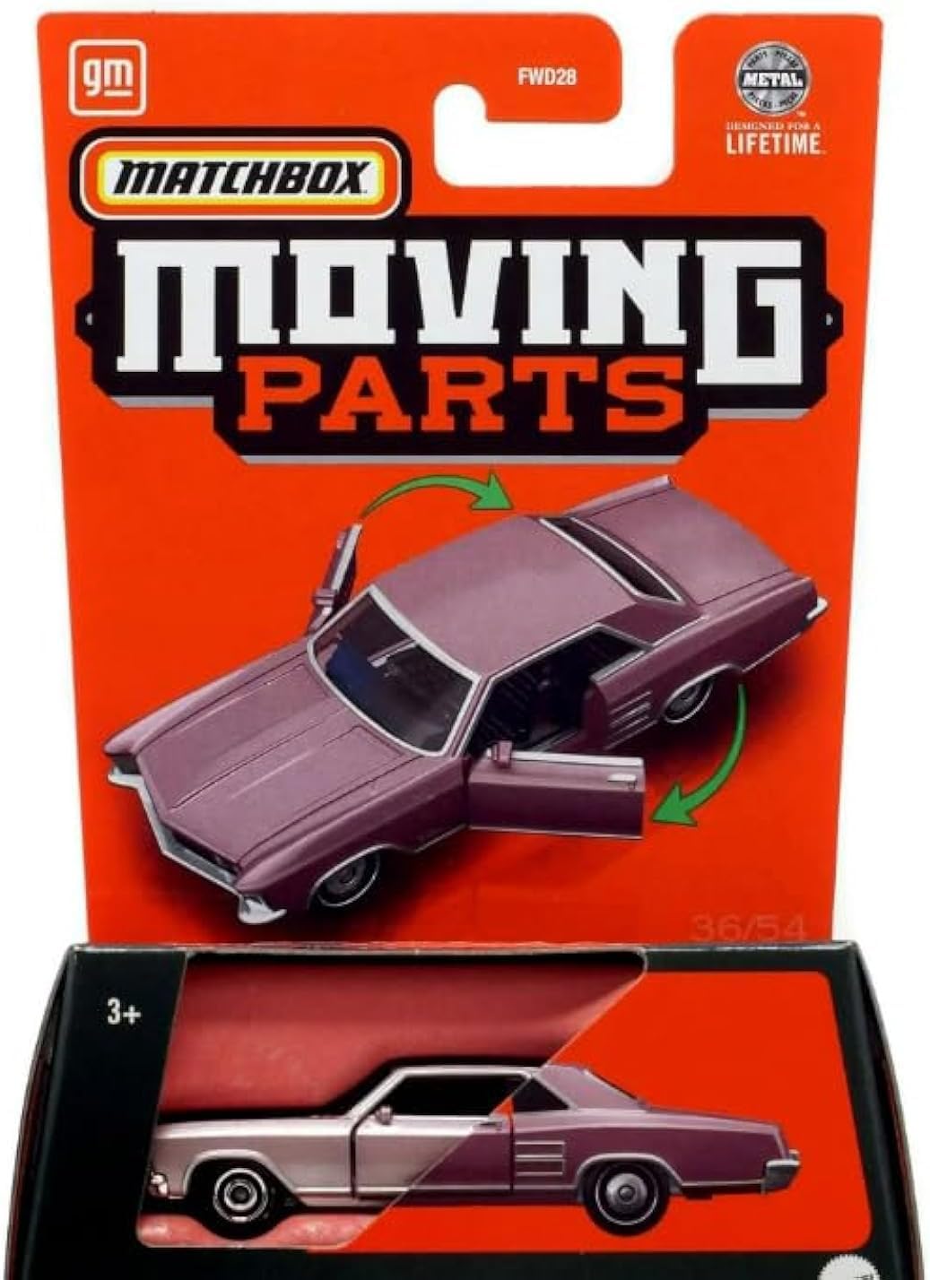 Matchbox 1964 Buick Riviera Pink Moving Parts 1:64 Diecast Car