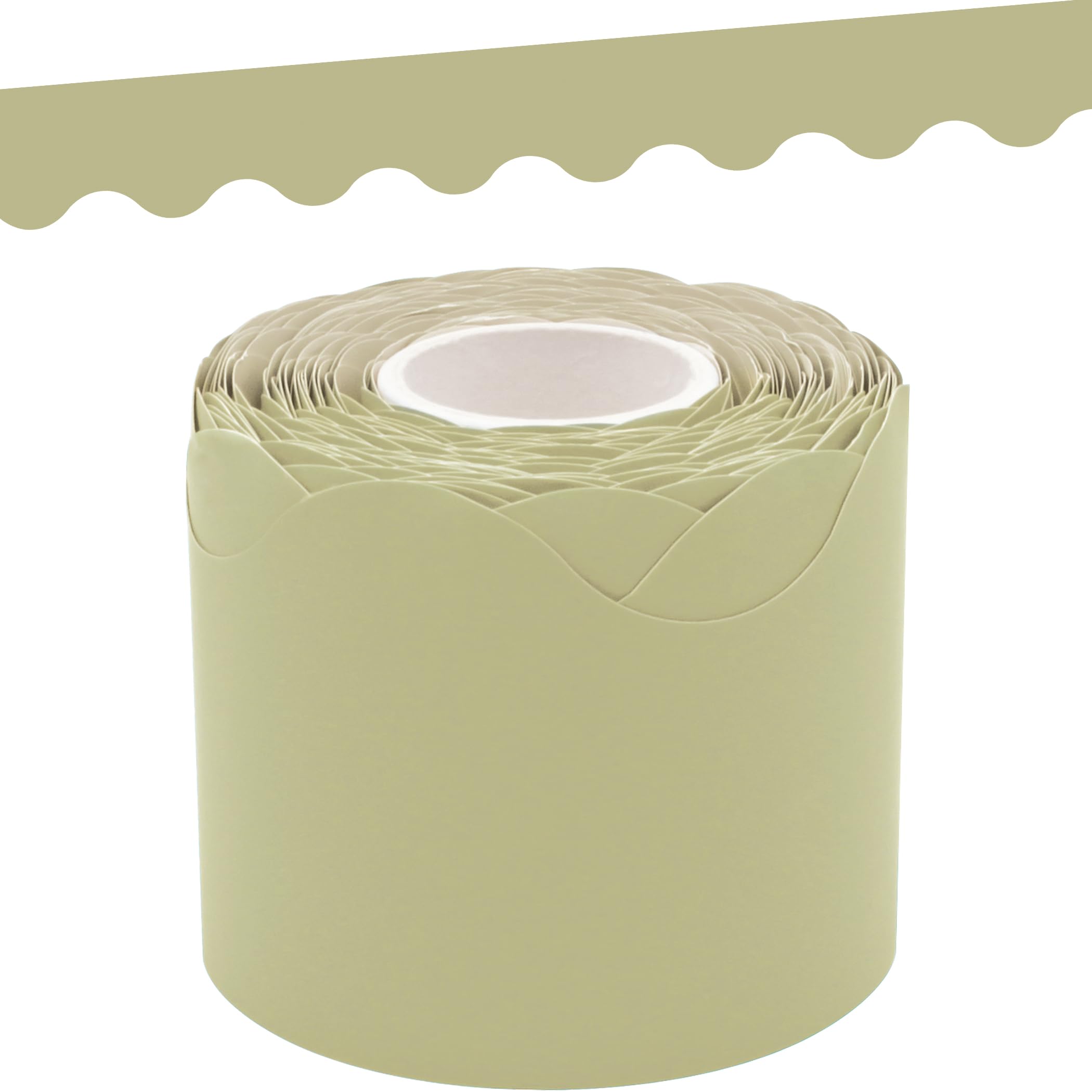 Photo 1 of Teacher Created Resources Olive Green Scalloped Rolled Border Trim - 50ft - Decorate Bulletin Boards, Walls, Desks, Windows, Doors, Lockers, Schools, Classrooms, Homeschool & Offices