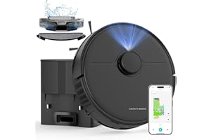 EITTON Robot Vacuum and Mop, Robot Vacuum Self Emptying with 5000Pa Suction, 3-in-1 LiDAR Navigation, Home Mapping, No-Go Zones, Up to 60 Days Hands Free Cleaning, Wi-Fi/App/Alexa, Hard Floors, Carpet