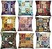 10pc Embroidered Sari Patchwork Cushion Cover , 17x17