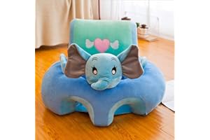 AIPINQI Baby Support Sofa, Infant Sitting Chair Safe Baby Sofa Chair Baby Sit Up Chair Back Head Protect Seat Learn to Sit Chair for Toddlers 3-24 Month Baby Floor Plush Lounger (Elephant)