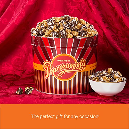 Popcornopolis Gourmet Zebra Popcorn 1.26 Gallon Tin, Perfect Popped