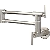 GIMILI Pot Filler Brushed Nickel Commercial Wall Mount Faucet Folding Double Joint Swing Arm Wall Faucet