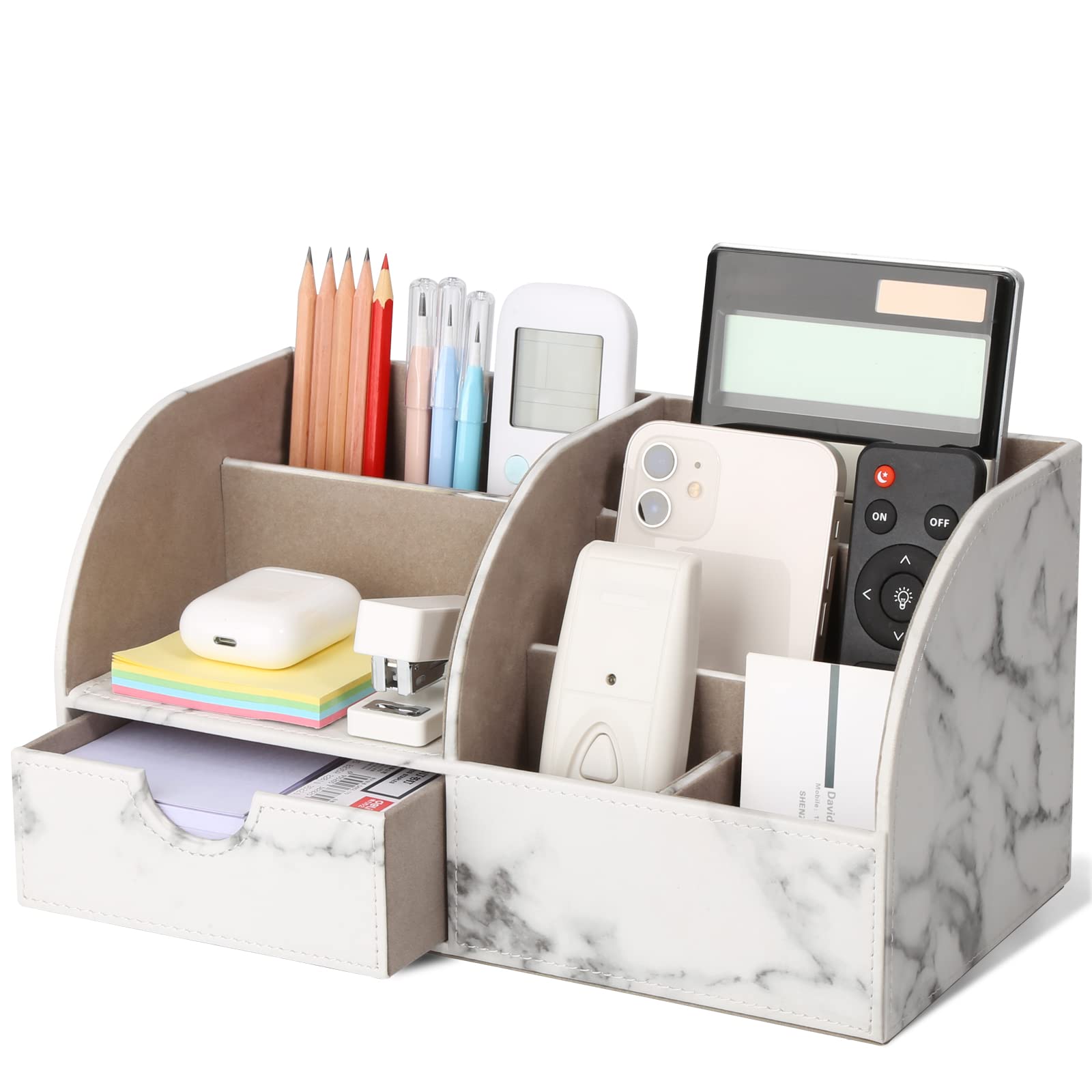 GORESE PU Leather Desk Tidy Organiser(Marble)