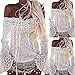 Malltop Women Plus Size Summer Beach Sunproof Top Lace Hollow Off Shoulder Flare Sleeve Blouse