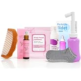 6 Pcs Labor &amp; Postpartum Essentials Recovery Kit | Includes Labor Comb,Clary Sage Oil,Peri Bottle,24 Pad Liners, Perineal Soothing Foam,Socks