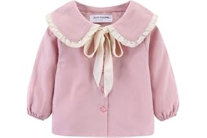 Mud Kingdom Girls Blouse Shirts Spring Fall Long Sleeve Button-Down Top Ruffle Collar