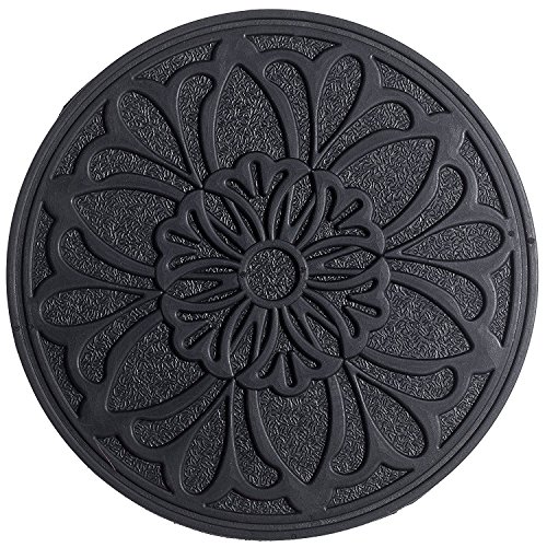 HF by LT Rubber Victorian Garden Stepping Stone, 11-3/4", Black, Set of 3