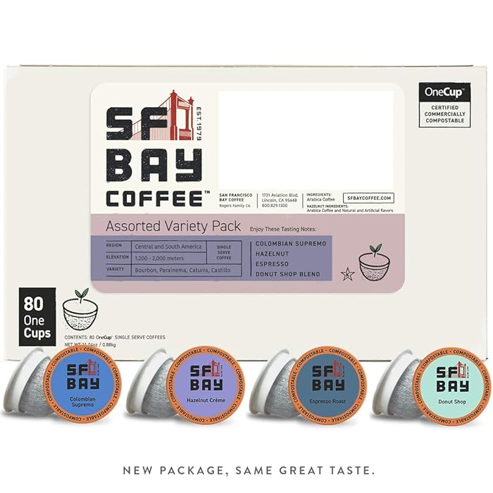 San Francisco Bay OneCup, Single Serve Coffee K-Cup Pods, Assorted Variety Pack, (80 Count), Keurig Compatible