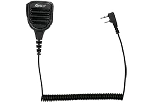 KEYBLU Waterproof Shoulder Speaker Mic 2 Pin Two Way Radio Microphone with 3.5mm Audio Jack Compatible with UV-5R, BTECH, Kenwood, Retevis Radios Walkie Talkie(for Kenwood, Black with 3.5 mm Jack)