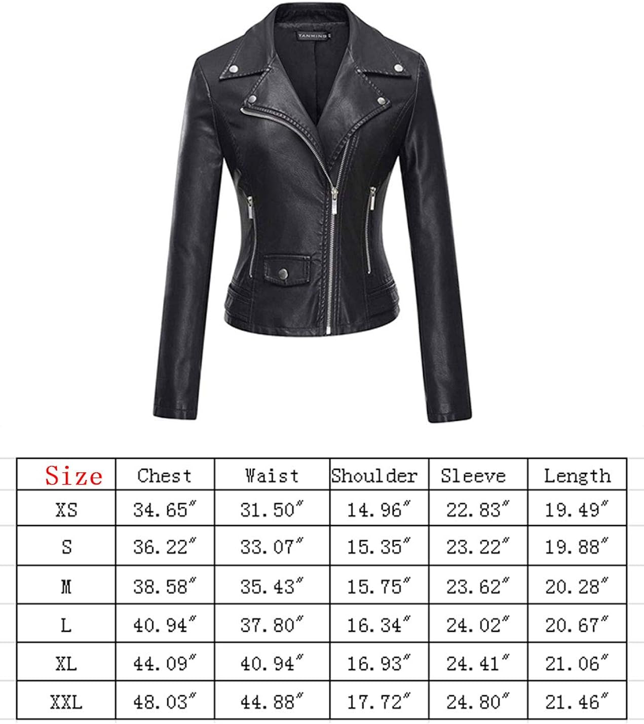 Tanming Women's Faux Leather Moto Biker Short Coat Jacket at  Women's Coats Shop