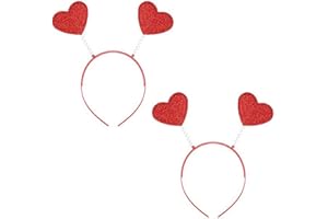Soochat Valentine's Day Headband Red Heart Headband Love-shaped Head Boppers Valentine's Day Party Accessoires 2Pcs