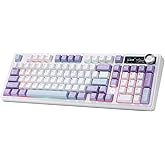 MIKIBY AJAZZ AK980 Mechanical Keyboard with Smart Display & Knob,98% Wireless Keyboard Tri-Mode BT/2.4G/USB-C, Hot Swappable, PBT Keycaps, with RGB Light for Win & Mac(Purple,Murad Switch)