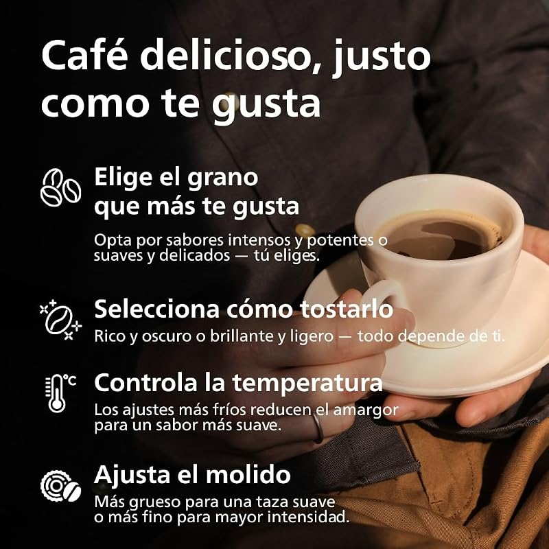 Serie 2200 Cafetera Espresso Automática - 2 Cafés, Pantalla Táctil, Espumador de Leche Clásico, Molinillo Cerámico, Negro Mate (EP2220/10)