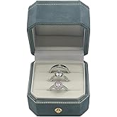 MTJYQYF 3 Slots Velvet Jewelry Ring Box, Octagon Engagement Ring Box Ring Display Holder Case with Hinged Lid for Proposal Engagement Wedding, 2.44x2.44x2.17 IN-U2-PRB003-Lake Blue