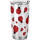 Yasala Tumbler Ladybug Cute Funny Insulated Coffee Cup Beverage Container Travel Mug with Straw and Lid Double Wall Stainless Steel 20oz BPA-Free for Sport, Back to School