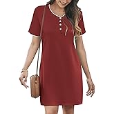 Ekouaer Sleep Shirts for women Nightgown Short Sleeve Night Shirts V Neck Casual Print Sleepwear Dress S-2XL