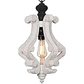 ANQIANYUE 12.4" French Country Wood Pendant Light Mini Modern Vintage Farmhouse Distressed Wooden Pendant Light Modern Rustic