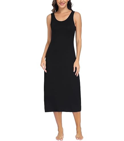 ladies long slips for maxi dresses Lovasy Full Slip Women Under Dress Wide Straps Sleeveless Tank Tops Nightgown Black,Small at Amazon Women's Clothing store one-piece-plus-size-swimsuits