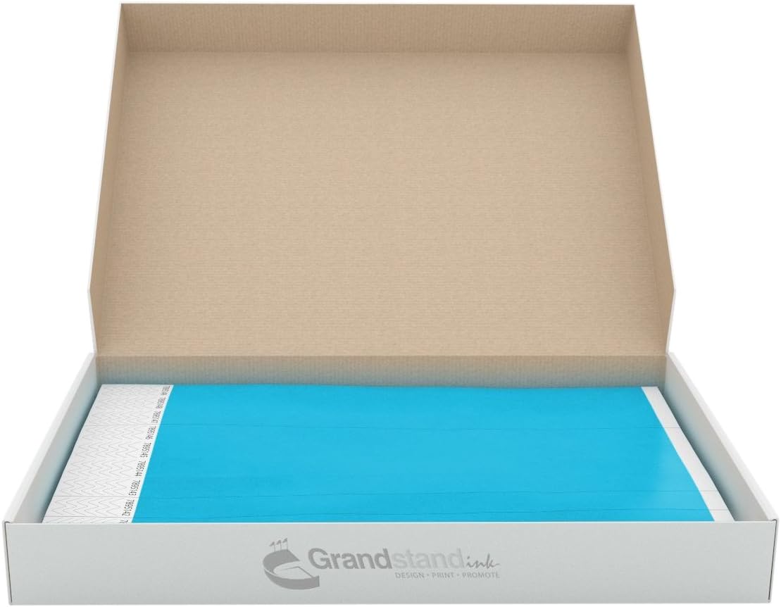 3/4" Neon Blue GrandstandStore.com Tyvek Event Wristbands for easy vip identification - 500CT BOX