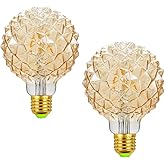 Lxcom Lighting G95 LED Pineapple Bulb Retro Edison Lamp 4W 2700K Warm White Light Not Dimmable 40W Equivalent Amber Glass Lamp, E26 Base, Suitable for Bedrooms, Restaurants, Cafes, Pack of 2