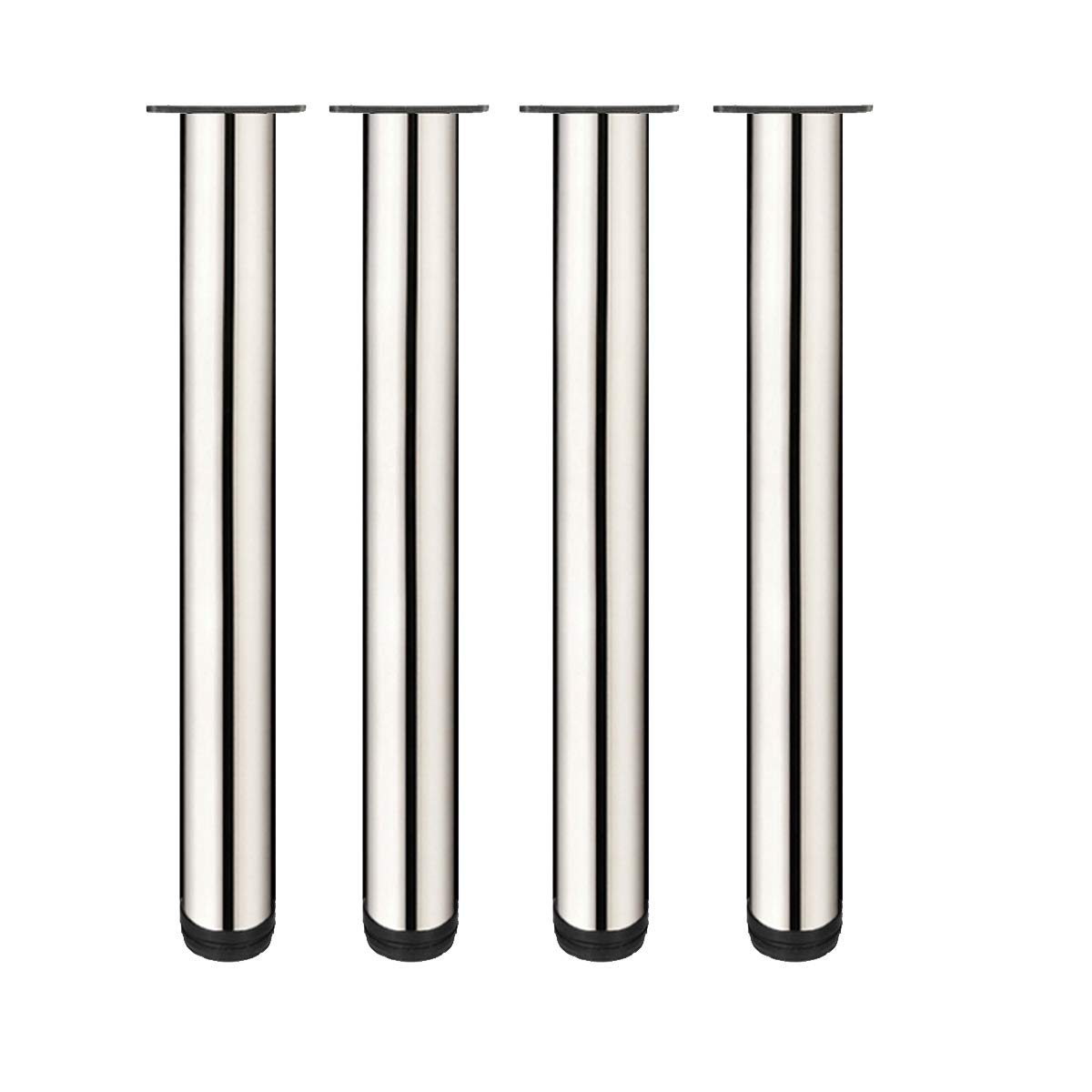Drenky 4 Pcs Adjustable Table Legs Stainless Steel Metal Furniture Legs 40cm Height Round Cabinet Legs 2 Inch Dia Desk Legs Come with Screws Adjustable Height 0-15mm