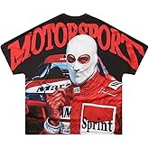 GORGLITTER Men's Oversized Graphic Tee Vintage 90s Hip Hop Short Sleeve T Shirt Casual Crewneck Streetwear Top Black and Red Figure Large