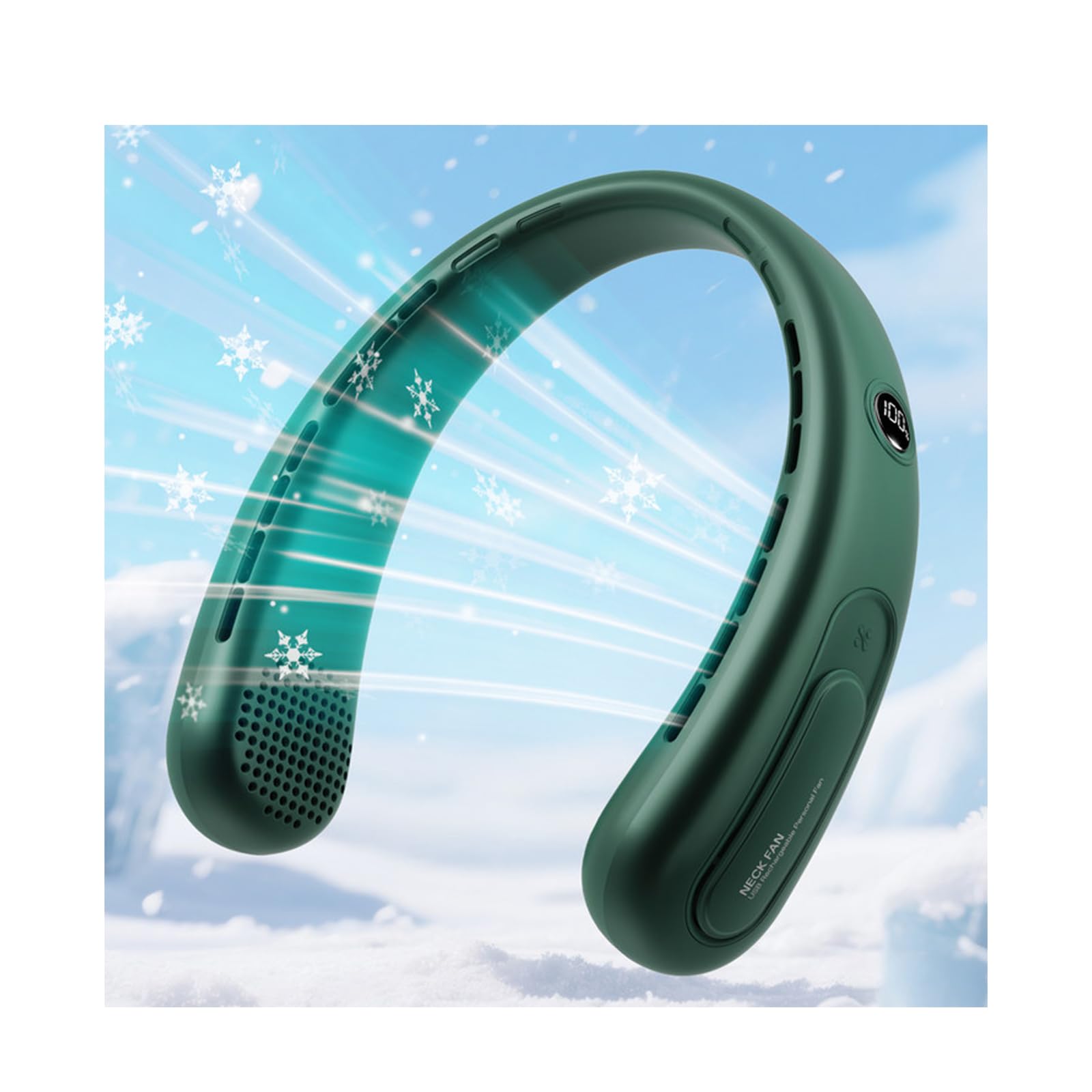 Photo 1 of Portable Neck Fan, Hands-Free Bladeless Fans, 360°Airflow, 4000 mAh Battery Operated Wearable Personal Fan, Twistable, Rechargeable Fans for Outdoor Indoor, Birthday Gifts for Men Women-Green