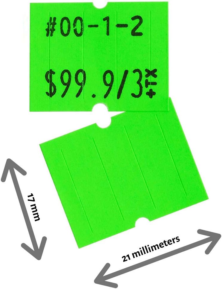 Fluorescent Green Perco Labels for Perco 2 Line Labeler Gun - 1 Sleeve, 6, 000 Labels - with Bonus Ink Roll : Office Products