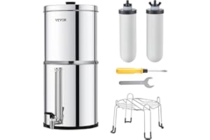VEVOR Water Filter System, 2.25G 304 Stainless-Steel Countertop Water Filtration System, Reduces Lead and up to 99% of Chlori