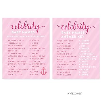 Buy Russ Berrie Celebrity Name Game Pink Girl Nautical Baby Shower