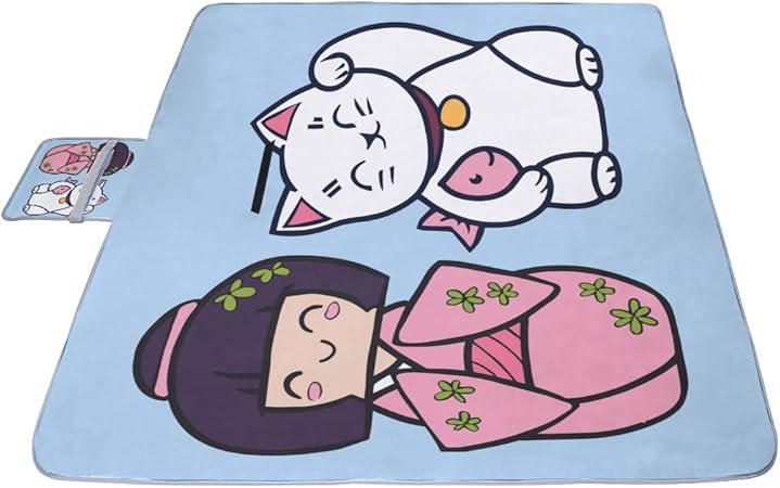 Amazon Com Yknfis Cute Cartoon Geisha With Japan Travel Picnic Mat 57 144cm X59 150cm Picnic Blanket Beach Mat With Waterproof For Kids Picnic Beaches And Outdoor Folded Bag Garden Outdoor