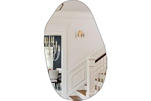 PUZONJIG Black Mirror 34"x21" Heterotypic Bathroom Mirror, Wall Mounted Mirror Black Vanity Mirror Frosted Frameless Anti-Rust Tempered Glass Hangs Horizontally Mirror for Bedroom, Entryway, Living Room