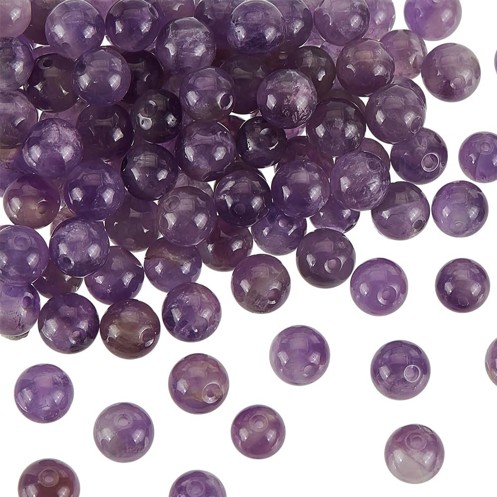 OLYCRAFT 244~276pcs 6mm Natural Beads 1mm Hole Natural Amethyst Beads 4 Strands Round Loose Beads Gemstone Gem Natural Energy Beads for Bracelet Jewelry Making Findings Accessories