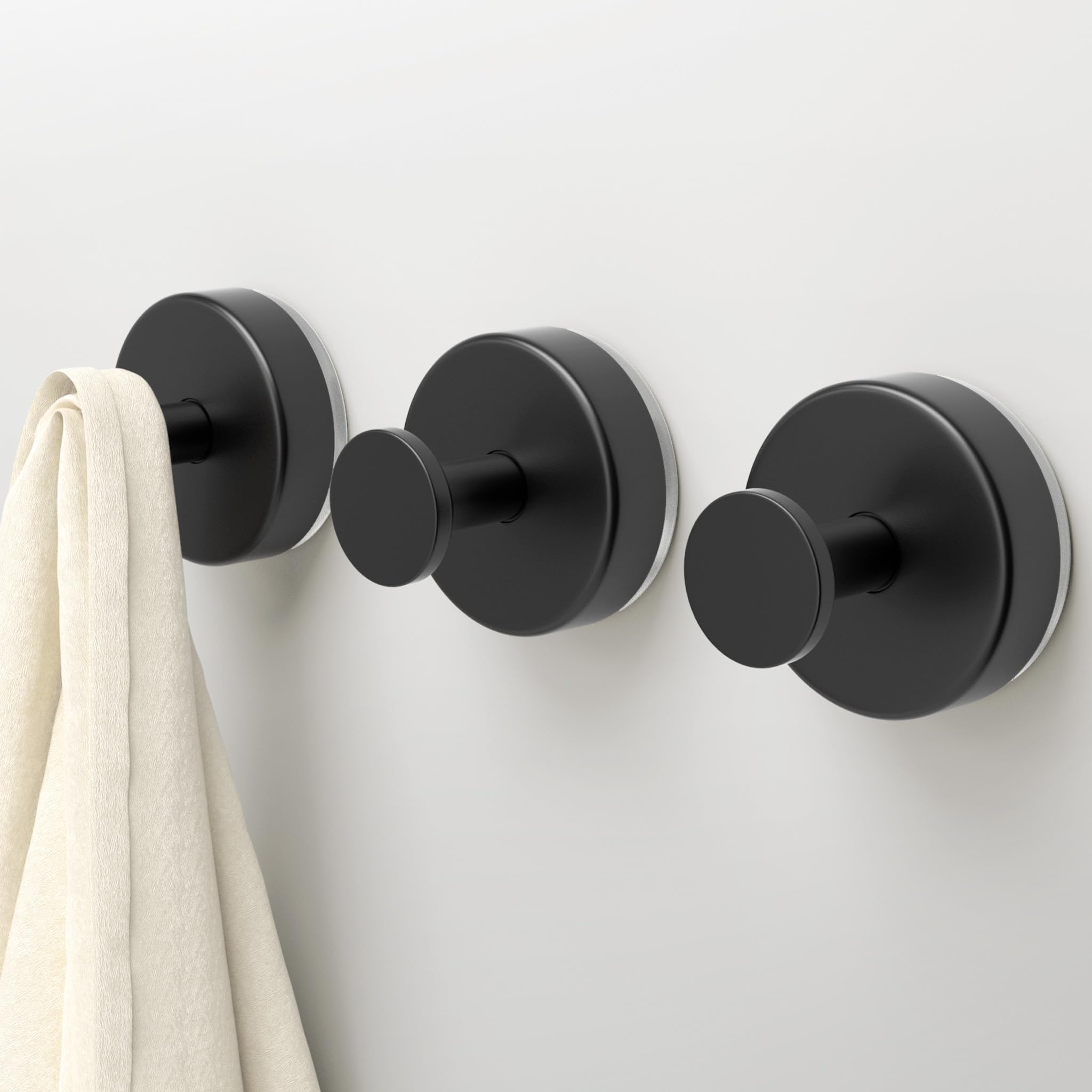 Photo 1 of Deluwire Suction Cup Hooks for Shower,3 Packs Wall Mount Towel Holder,Removable Shower Towel Suction Hooks for Bathroom Wall,Kitchen,Glass,Mirror,Tile to Hang Robes,Loofah-Black