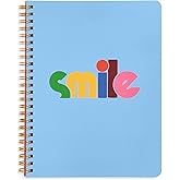 ban.do Rough Draft Mini Spiral Notebook with Saying, 8.5" x 6.75" Journal with Pockets and 160 Lined Pages (Blue Rainbow Smile)