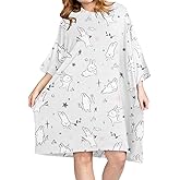 Narecte Nightgowns for Women with Pockets Plus Size Night Gowns Oversized Sleepwear Short Sleeves Sleep Shirts Fit S-5XL
